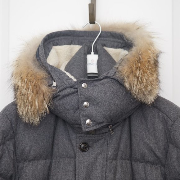MONCLER Men's Vilaine Longline Fur-Trim Parka Size 5 (XXL) - Picture 2 of 16